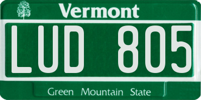 VT license plate LUD805