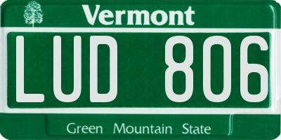 VT license plate LUD806
