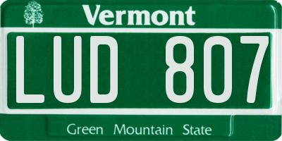 VT license plate LUD807
