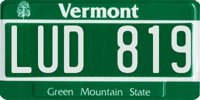 VT license plate LUD819