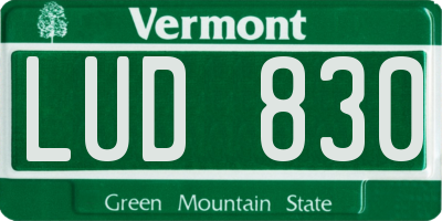 VT license plate LUD830