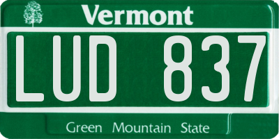 VT license plate LUD837