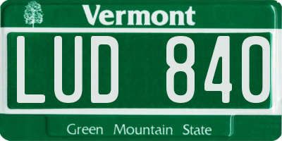 VT license plate LUD840