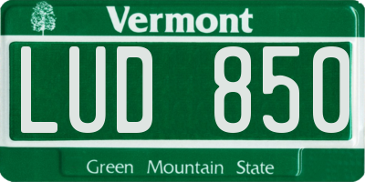 VT license plate LUD850