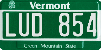 VT license plate LUD854