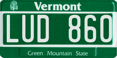 VT license plate LUD860
