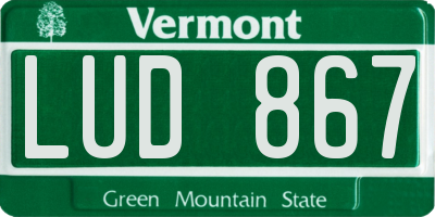 VT license plate LUD867