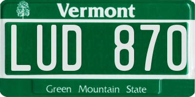 VT license plate LUD870