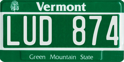VT license plate LUD874