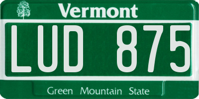 VT license plate LUD875