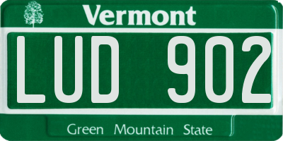VT license plate LUD902