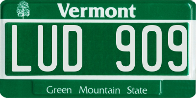 VT license plate LUD909