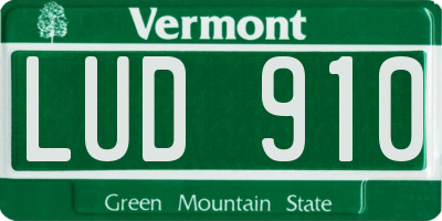 VT license plate LUD910