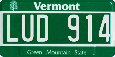 VT license plate LUD914