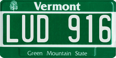 VT license plate LUD916