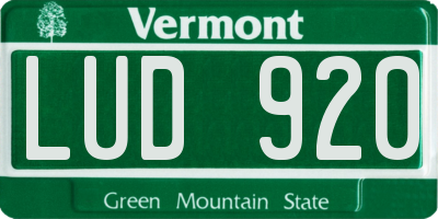 VT license plate LUD920