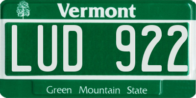 VT license plate LUD922