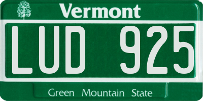 VT license plate LUD925