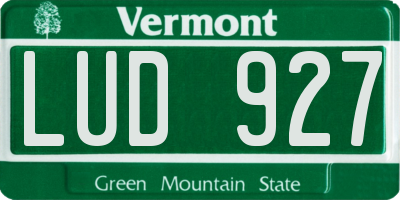 VT license plate LUD927