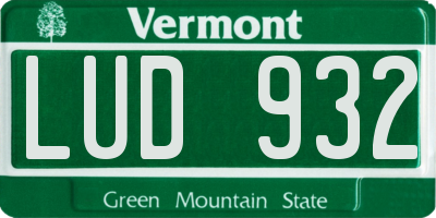VT license plate LUD932