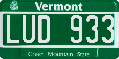VT license plate LUD933