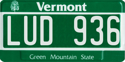 VT license plate LUD936
