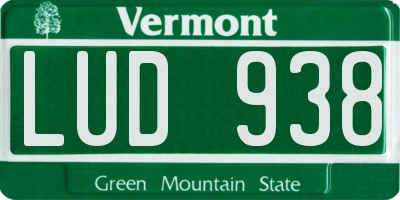 VT license plate LUD938
