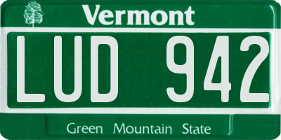 VT license plate LUD942