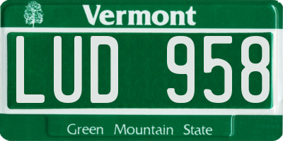 VT license plate LUD958