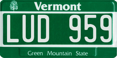 VT license plate LUD959