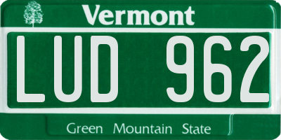 VT license plate LUD962