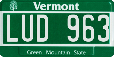 VT license plate LUD963