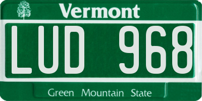 VT license plate LUD968