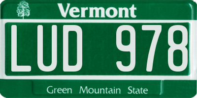 VT license plate LUD978
