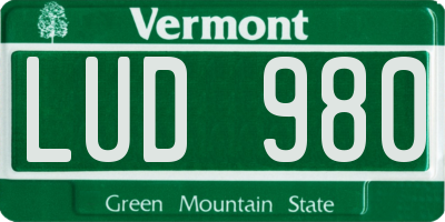 VT license plate LUD980