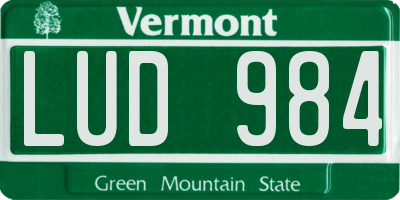 VT license plate LUD984