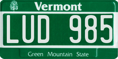VT license plate LUD985