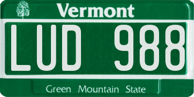VT license plate LUD988