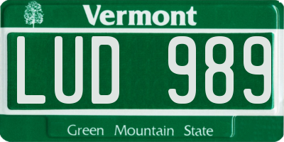 VT license plate LUD989