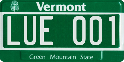 VT license plate LUE001
