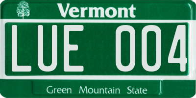 VT license plate LUE004