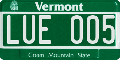VT license plate LUE005