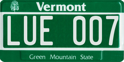 VT license plate LUE007