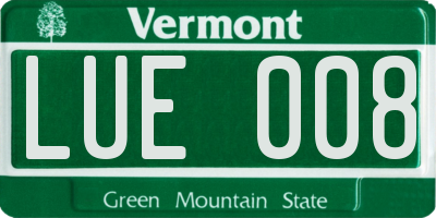 VT license plate LUE008
