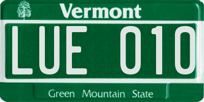 VT license plate LUE010