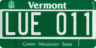VT license plate LUE011