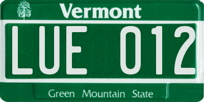 VT license plate LUE012