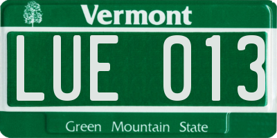 VT license plate LUE013