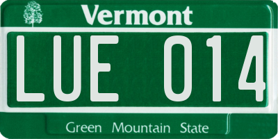 VT license plate LUE014