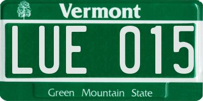 VT license plate LUE015